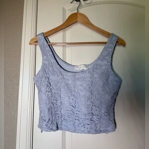 Wild Skye Light blue corset‎ style lace cropped women’s tank top
